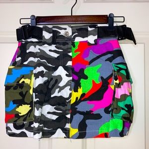 Gsuwoo Shop So real  Rainbow Camo Mini Skirt